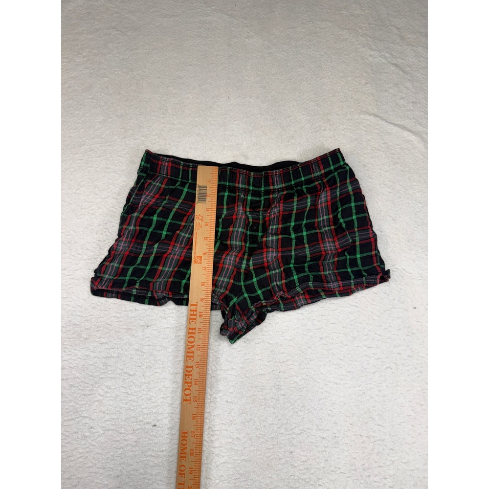Victorias Secret PINK Plaid Pajama Shorts Red Green Gold Logo Sleepwear Small - Picture 4 of 6